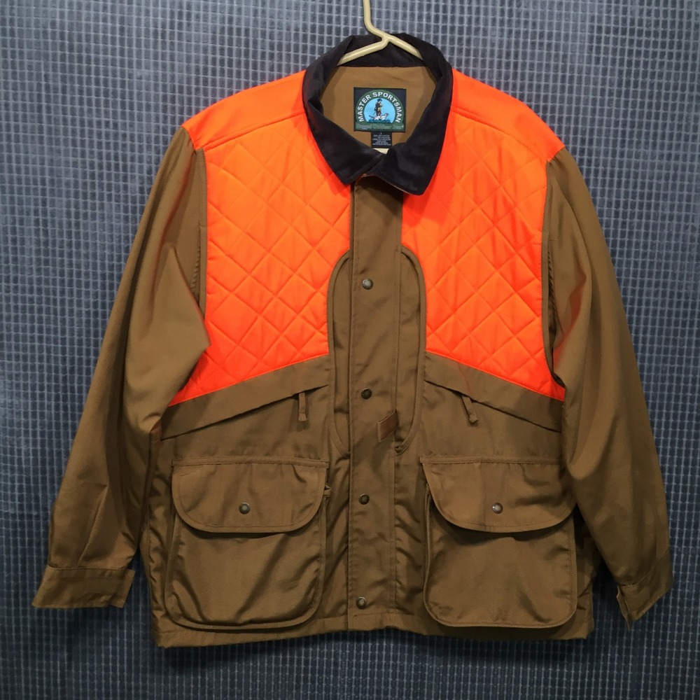 Master Sportsman Mens Game Bag Hunting Shooting Jacket Blaze Orange Brown Large